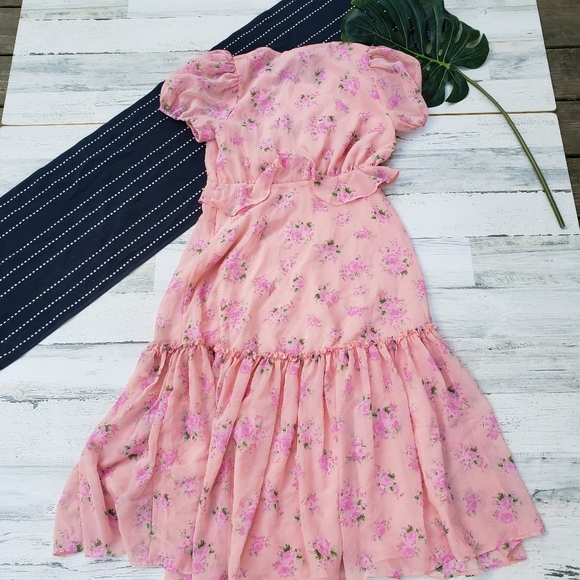 Loveshackfancy x Target| Fleur Dress Midi Ruffle Tiered Pink Floral NWT Size 8 - Picture 5 of 9